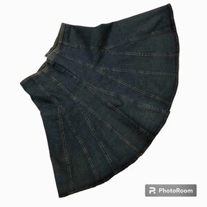 The Pyramid Collection Vintage Jean Skirt Full Skater Midi Cotton Spandex M